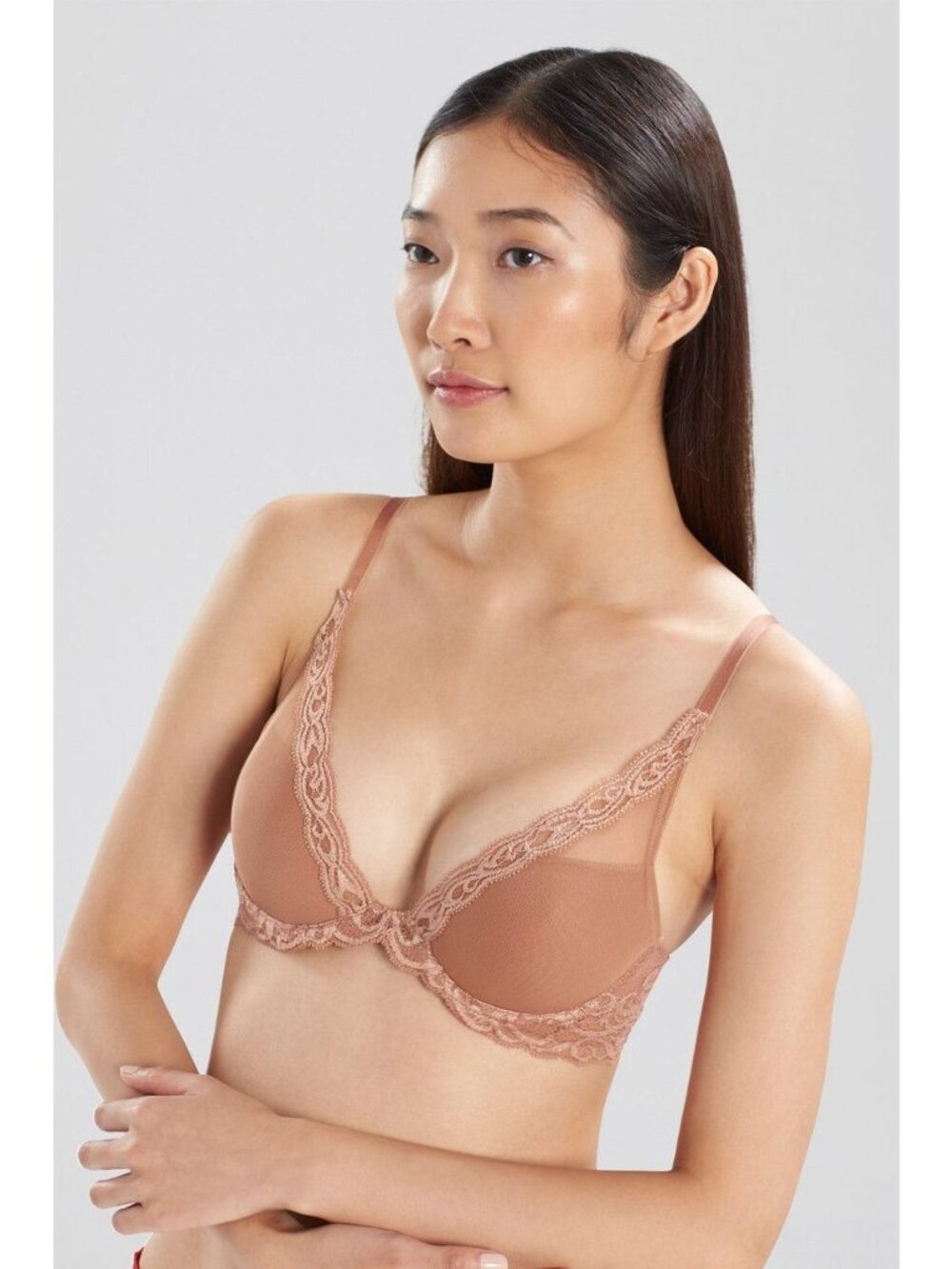 🆕 NATORI Feathers Underwire T-Shirt Plunge Bra 34DD Glow #730023 - Picture 3 of 10